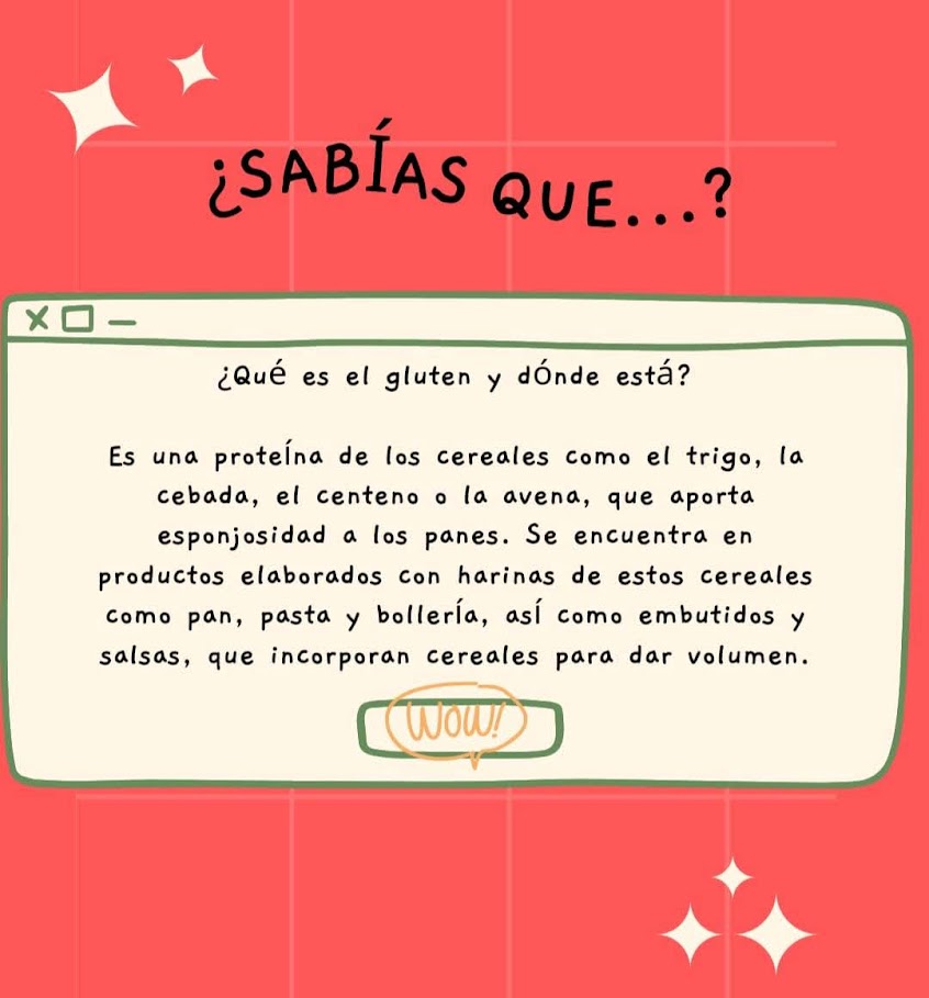 ¿Qué es el gluten y dónde está? Es una proteína de los cereales como el trigo, la cebada, el centeno o la avena, que aporta esponjosidad a los panes. Se encuentra en productos elaborados con harinas de estos cereales como pan, pasta y bollería, así como embutidos y salsas, que incorporan cereales para dar volumen.