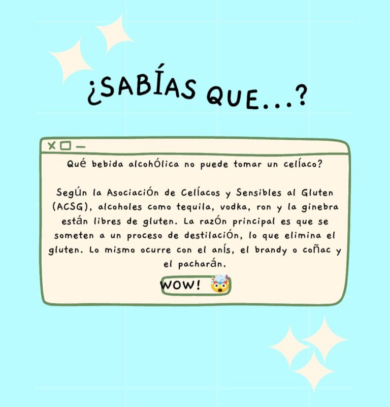 ¿Qué bebida alcohólica no puede tomar un celíaco? Según la Asociación de Celíacos y Sensibles al Gluten (ACSG), alcoholes como tequila, vodka, ron y la ginepra están libres de gluten. La razón principal es que se someten a un proceso de destillación, lo que elimina el gluten. Lo mismo occurre con el anñis, el brandy o coñac y el pacharán.